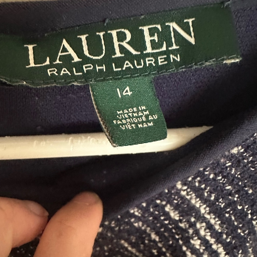 Lauren Ralph Lauren Navy and White Midi Dress - Picture 6 of 7